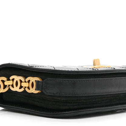 Chanel Shiny Calfskin Quilted Suede Goatskin Messenger Black 8 of 9