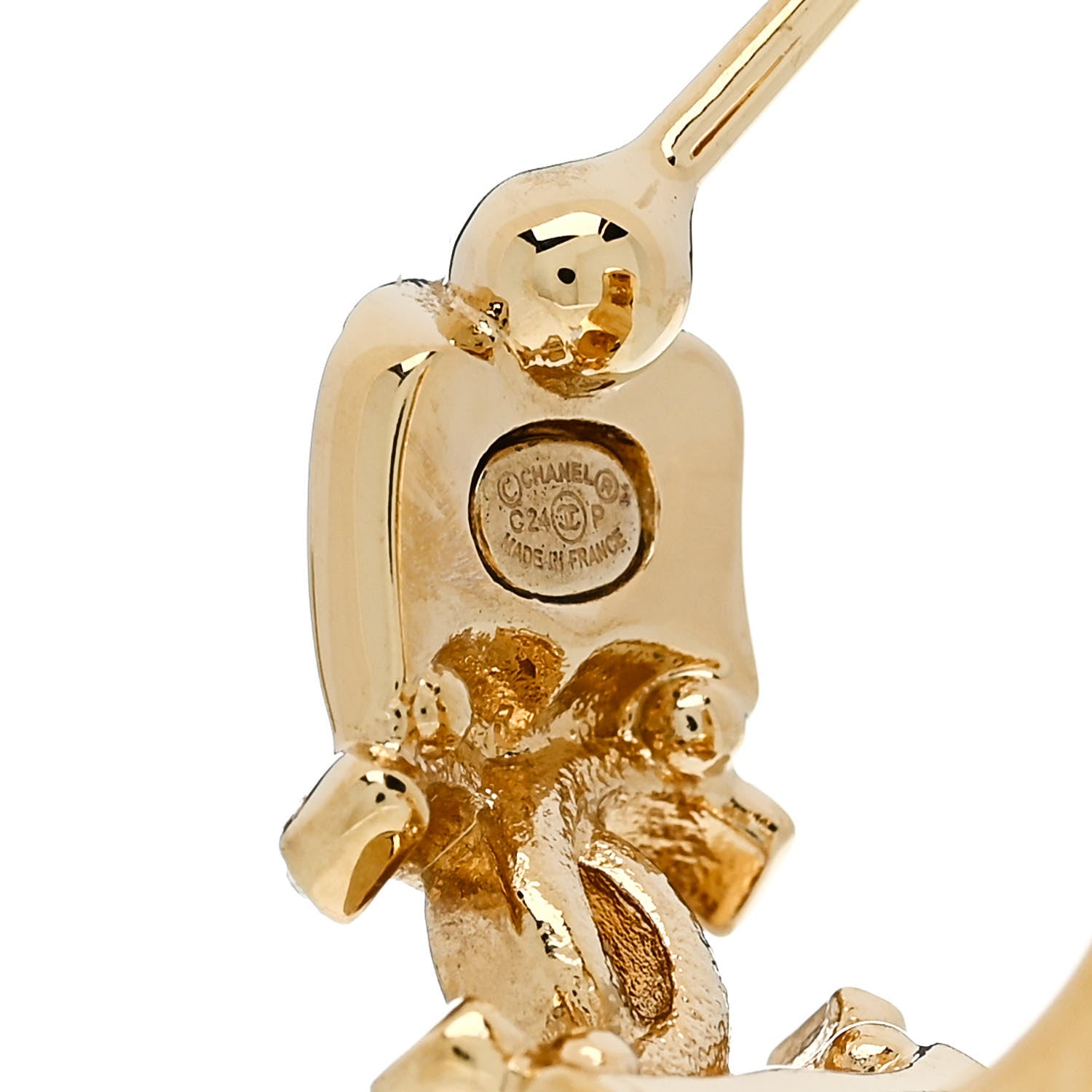Chanel Metal Crystal CC Logo Hoop Earrings Gold 4 of 5
