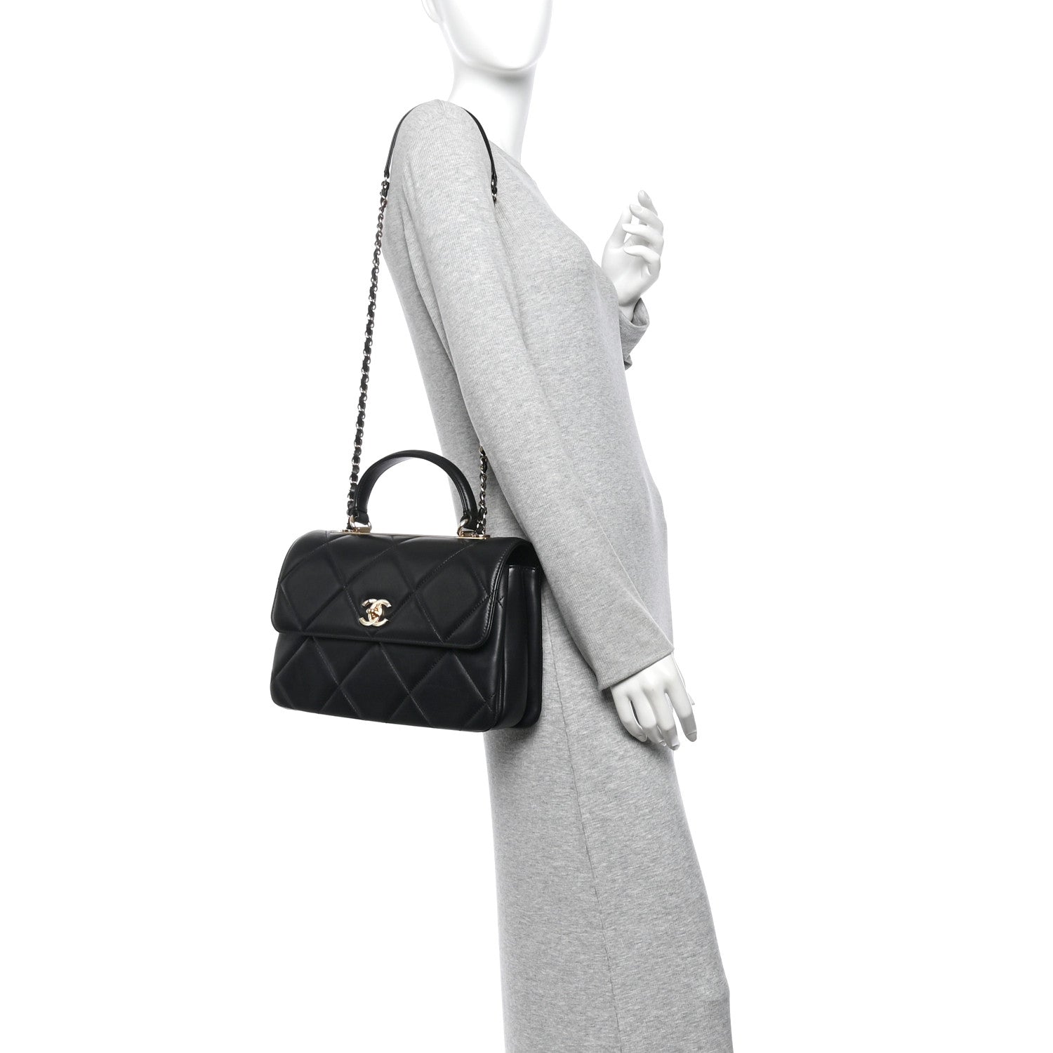 Chanel Lambskin Quilted Medium Trendy CC Flap Dual Handle Bag Black 2 of 13