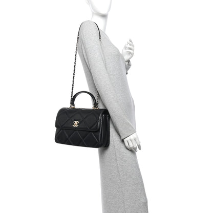 Chanel Lambskin Quilted Medium Trendy CC Flap Dual Handle Bag Black 2 of 13