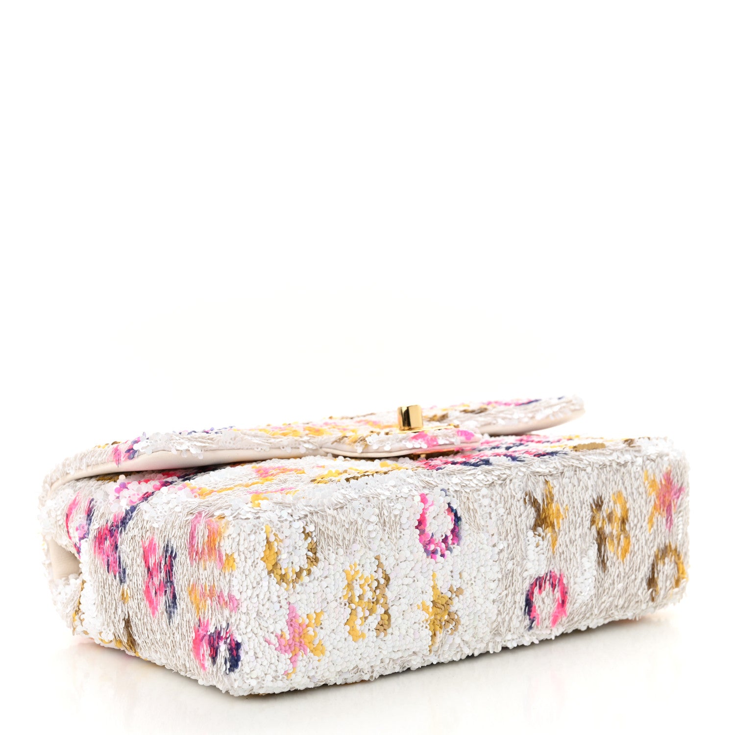 Chanel Sequin Logo Mini Rectangular Flap White Multicolor 4 of 11