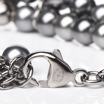 Chanel Crystal Pearl Bead CC Multistrand Bracelet Pearly Grey 4 of 5