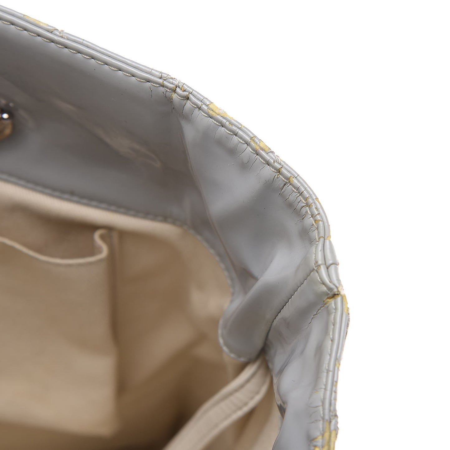 Vinyl Quilted In The Business North South Tote Light Grey