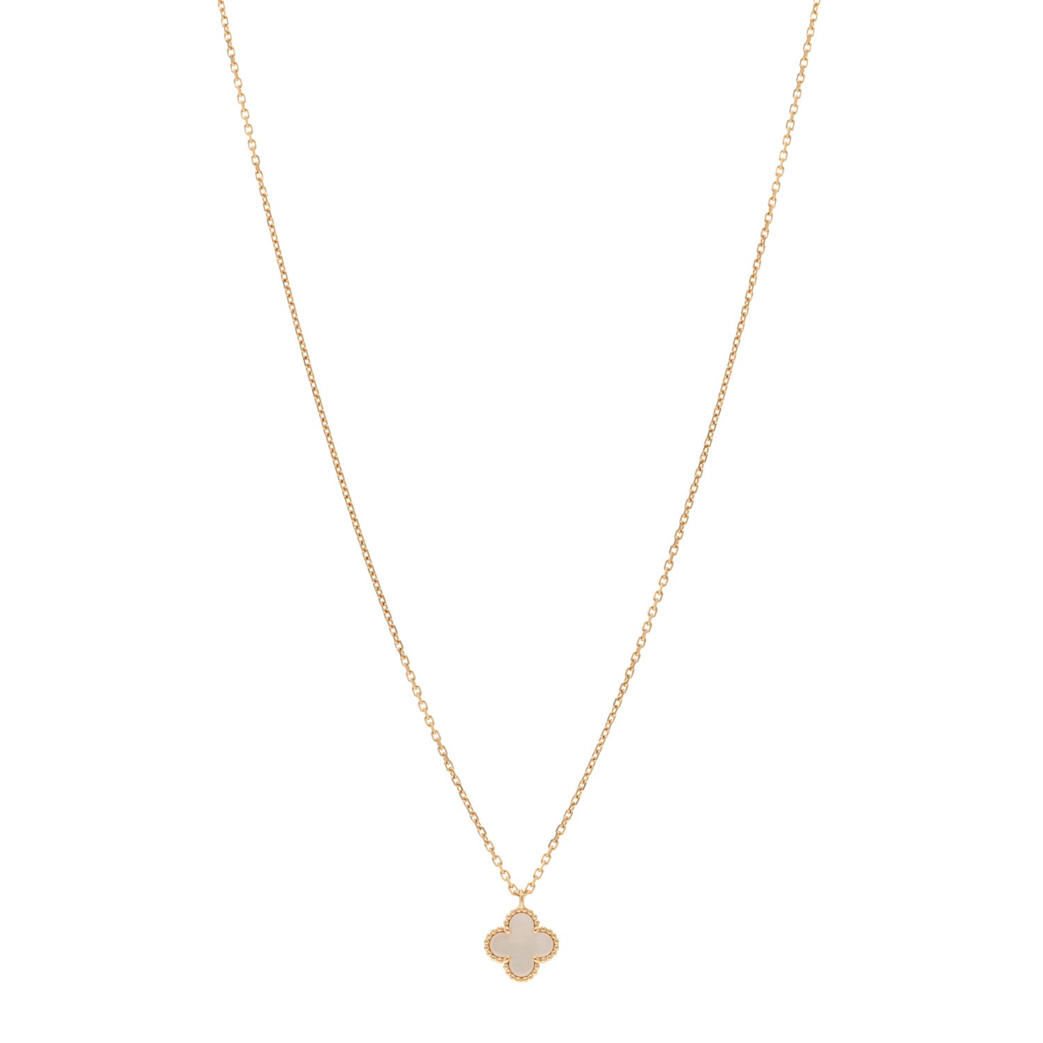 Van Cleef & Arpels 18K Yellow Gold Mother of Pearl Sweet Alhambra Pendant Necklace 1 of 6
