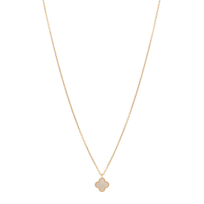 Van Cleef & Arpels 18K Yellow Gold Mother of Pearl Sweet Alhambra Pendant Necklace 1 of 6