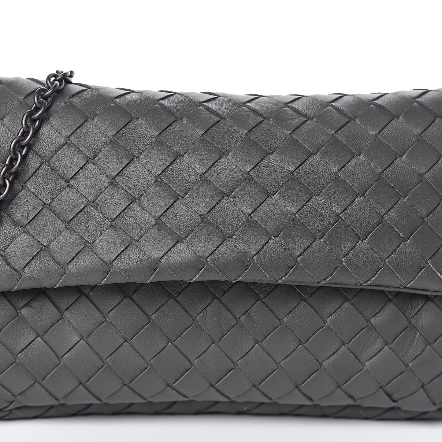 Nappa Intrecciato Small Chain Crossbody Light Grey