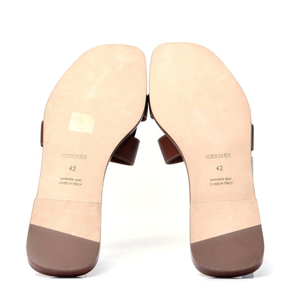 Hermes Box Calfskin Oran Sandals 42 Gold 5 of 6