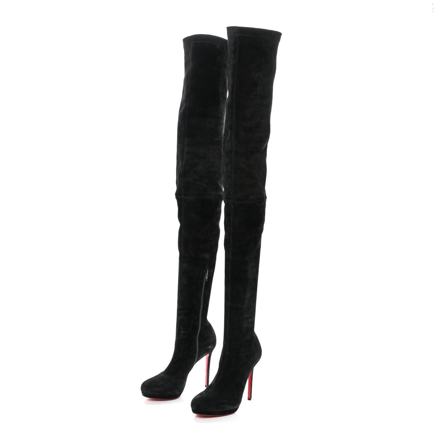 Suede Calfskin Louise XI 120 Thigh High Boots 40 Black