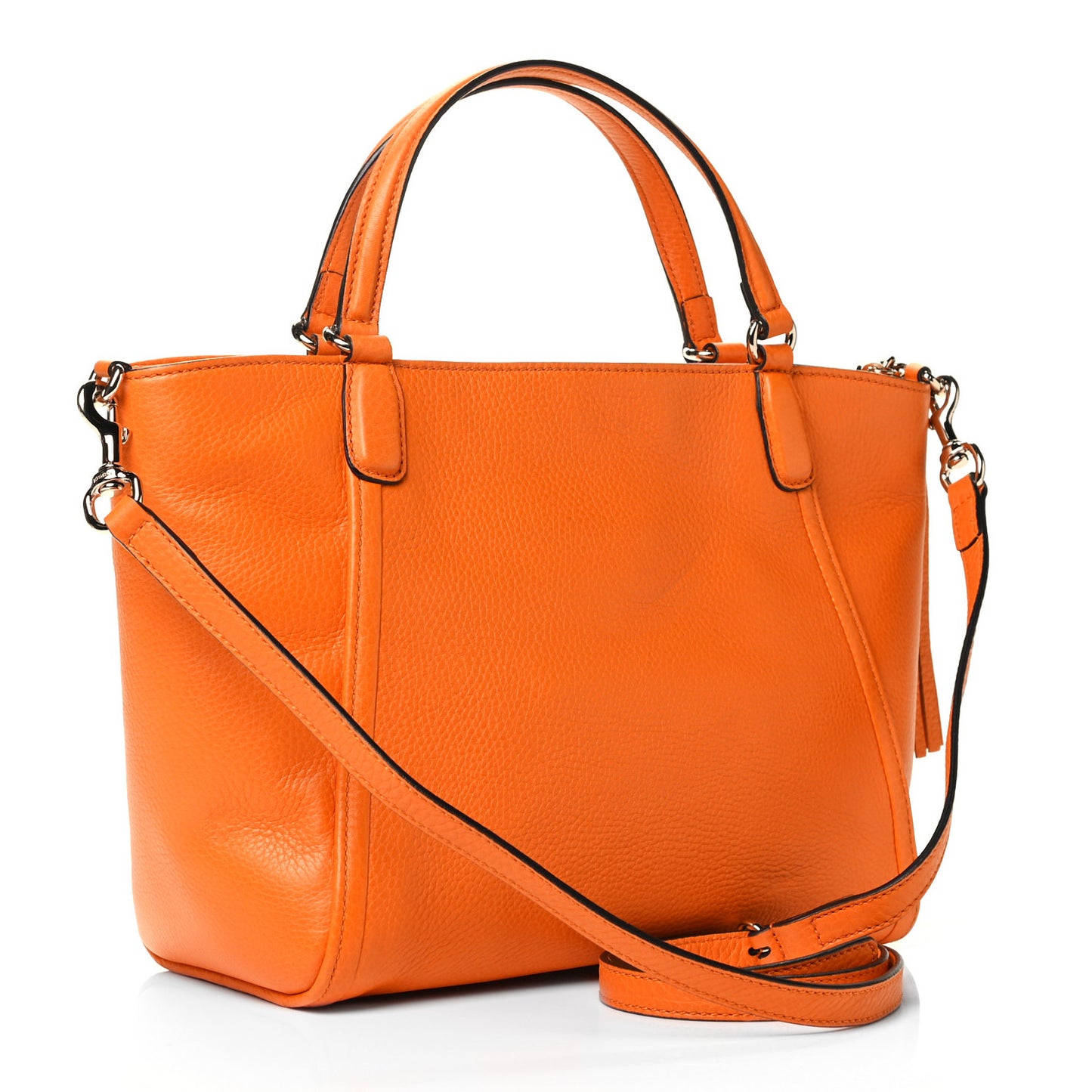 Pebbled Calfskin Small Soho Top Handle Bag Sun Orange