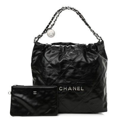 Chanel Shiny Calfskin Quilted Chanel 22 Black 1 of 10