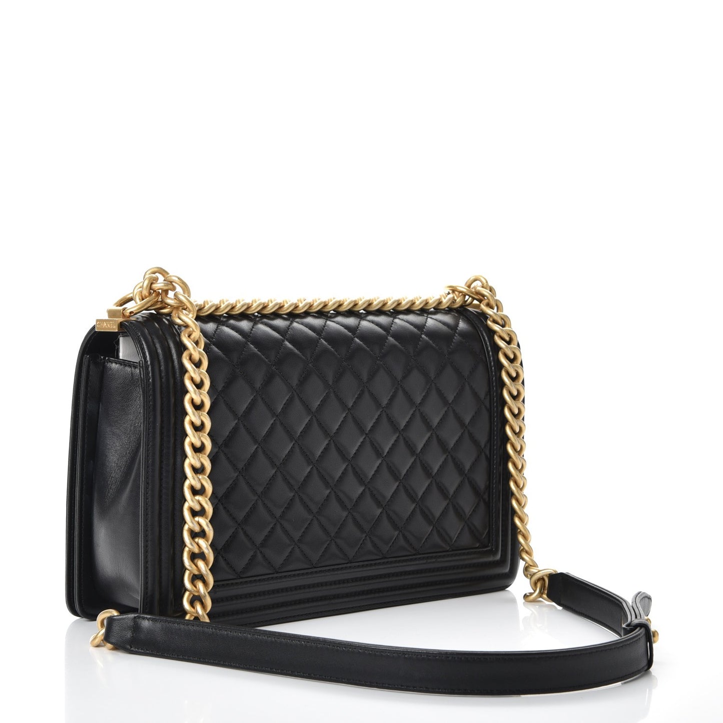 Lambskin Quilted New Medium Boy Flap Black