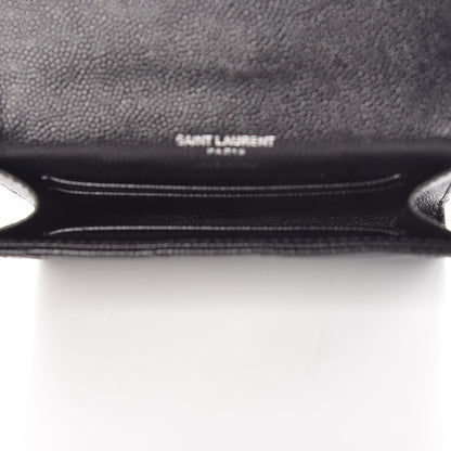 Saint Laurent Grain De Poudre Matelasse Chevron Small Monogram Envelope Wallet Black 5 of 7