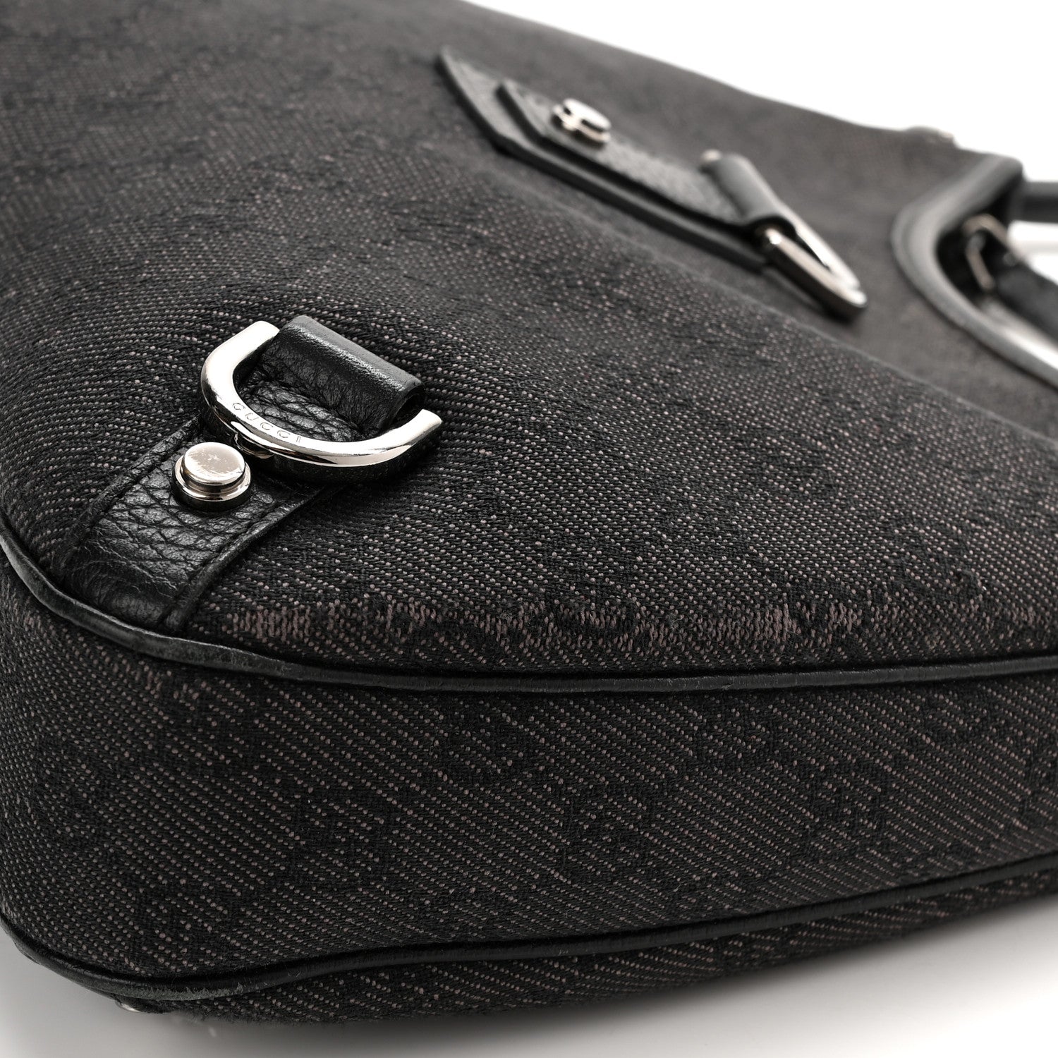 Gucci Denim Monogram Abbey D Ring Hobo Black 11 of 11