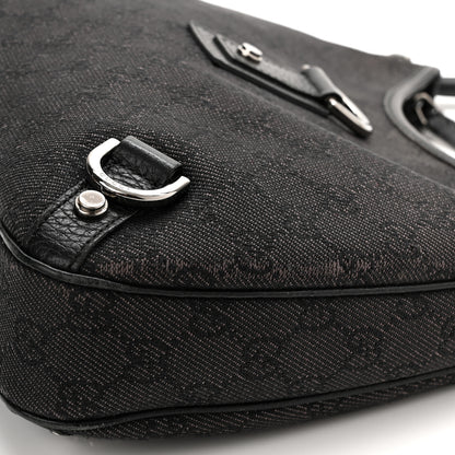 Gucci Denim Monogram Abbey D Ring Hobo Black 11 of 11
