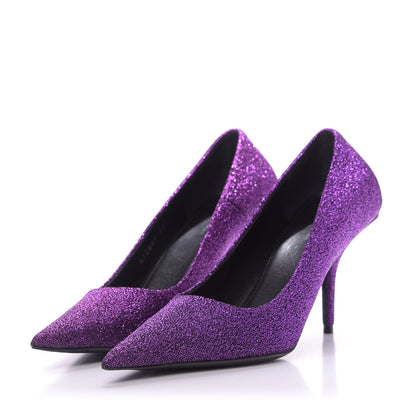 Balenciaga Shiny Fabric Square Knife 80mm Pumps 36.5 Purple 2 of 11