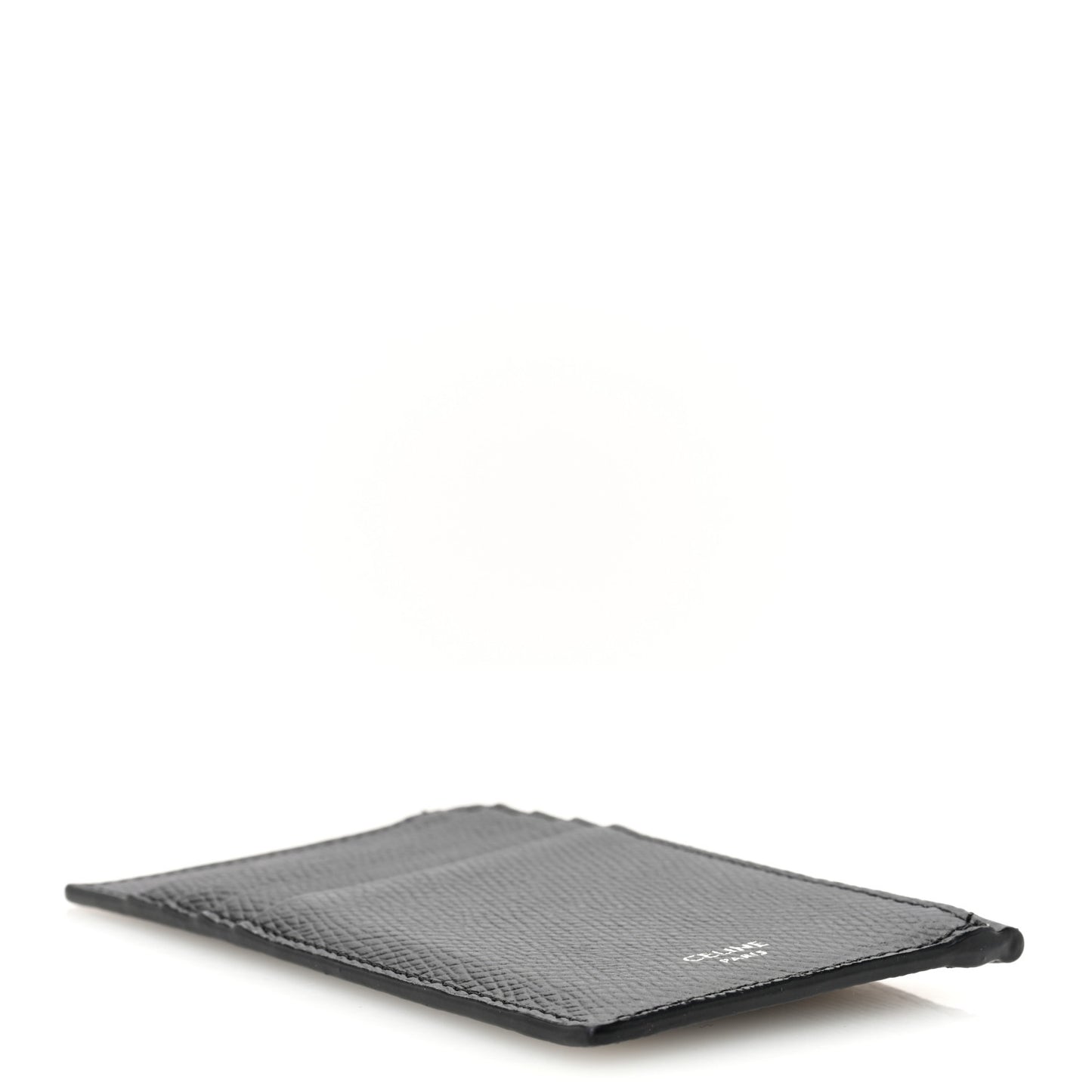 Grained Calfskin Zipped Card Holder Black