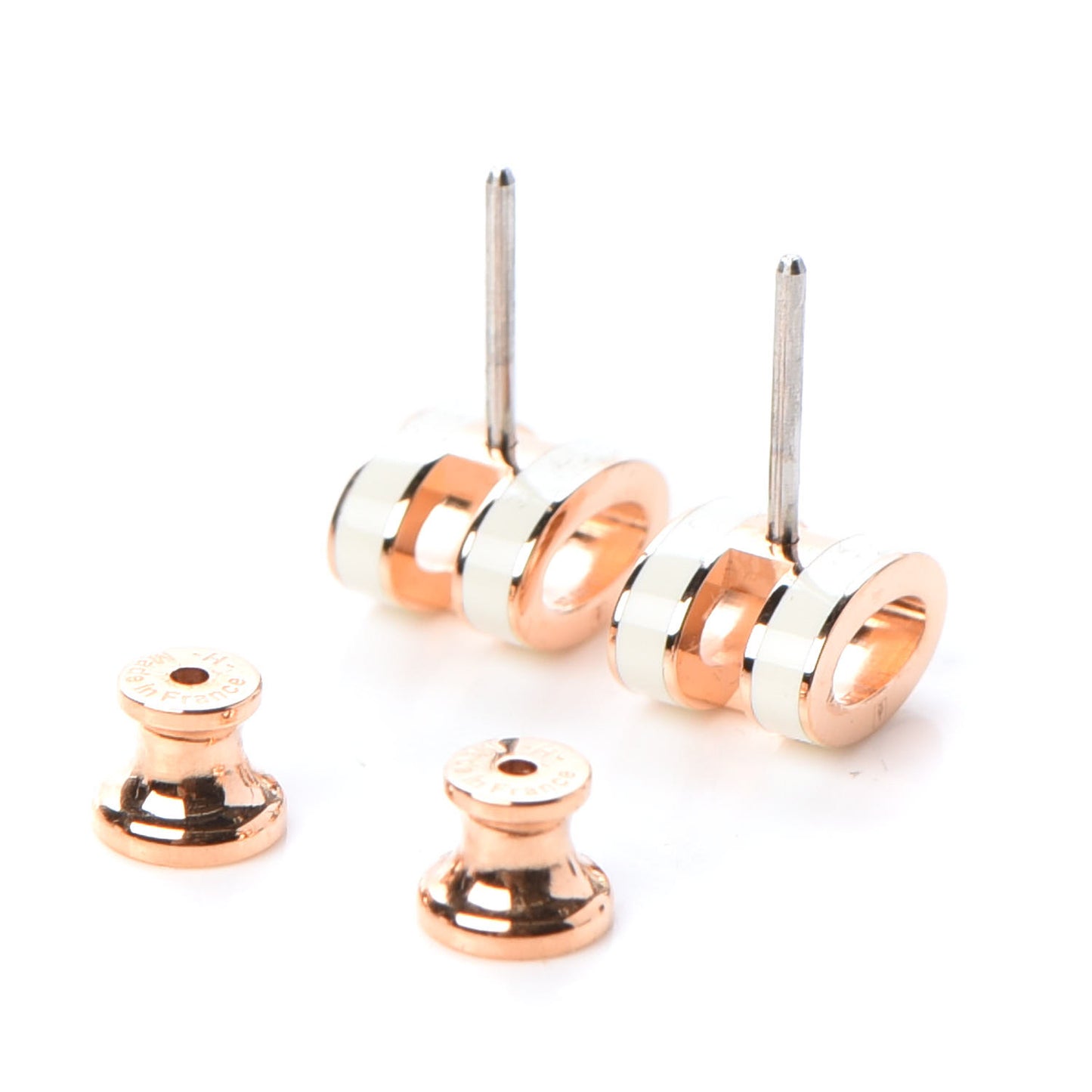 Rose Gold Lacquered Pop H Earrings Ecru