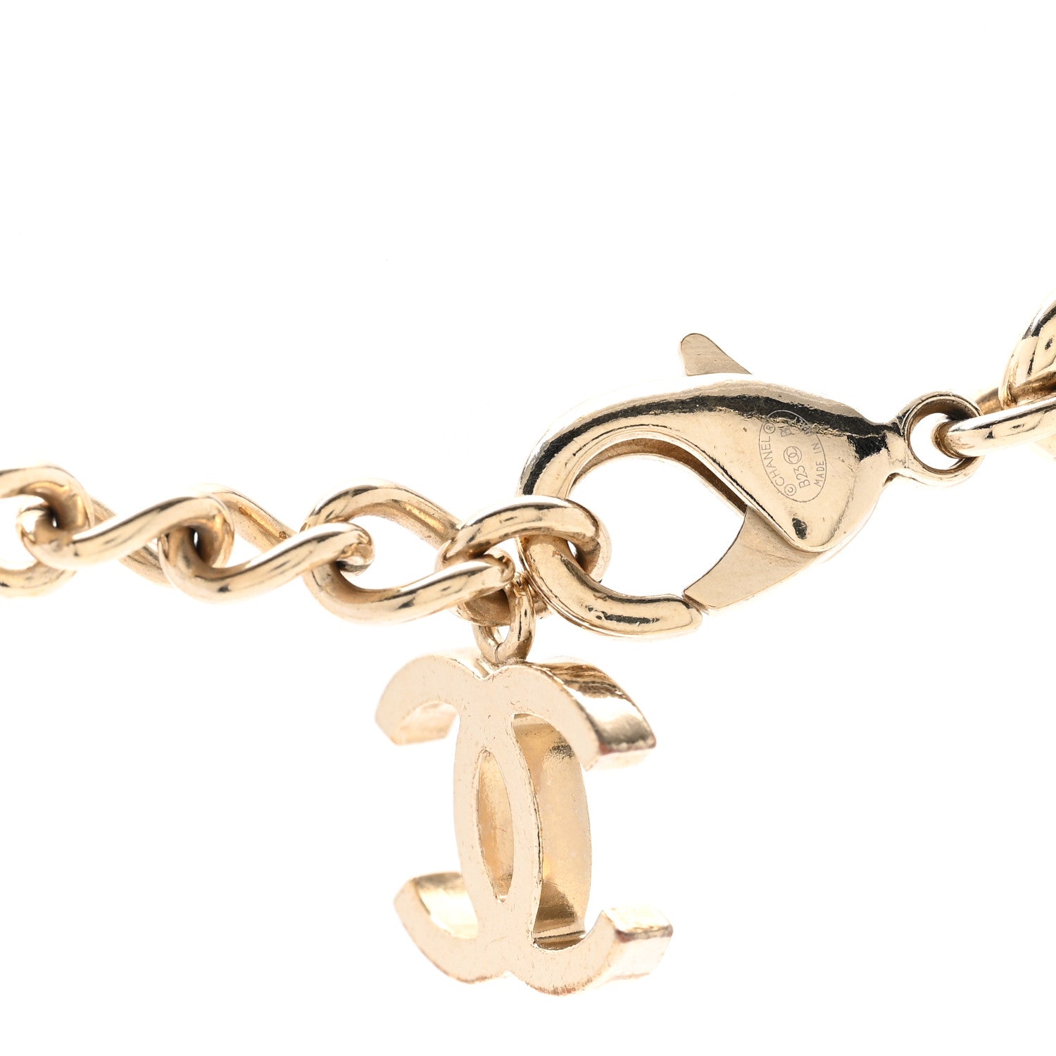 Chanel Metal Crystal Textured CC Star Chain Choker Necklace Gold 5 of 6