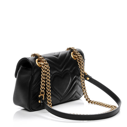 Gucci Calfskin Matelasse Mini GG Marmont Shoulder Bag Black 3 of 6