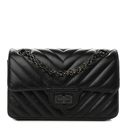 Chanel Aged Calfskin Chevron Quilted 2.55 Reissue Mini Flap So Black 1 of 10