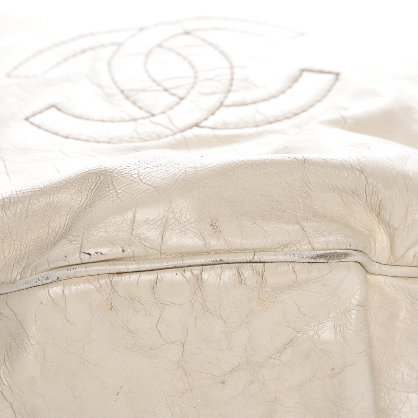 Lambskin Large Rock and Chain Hobo White