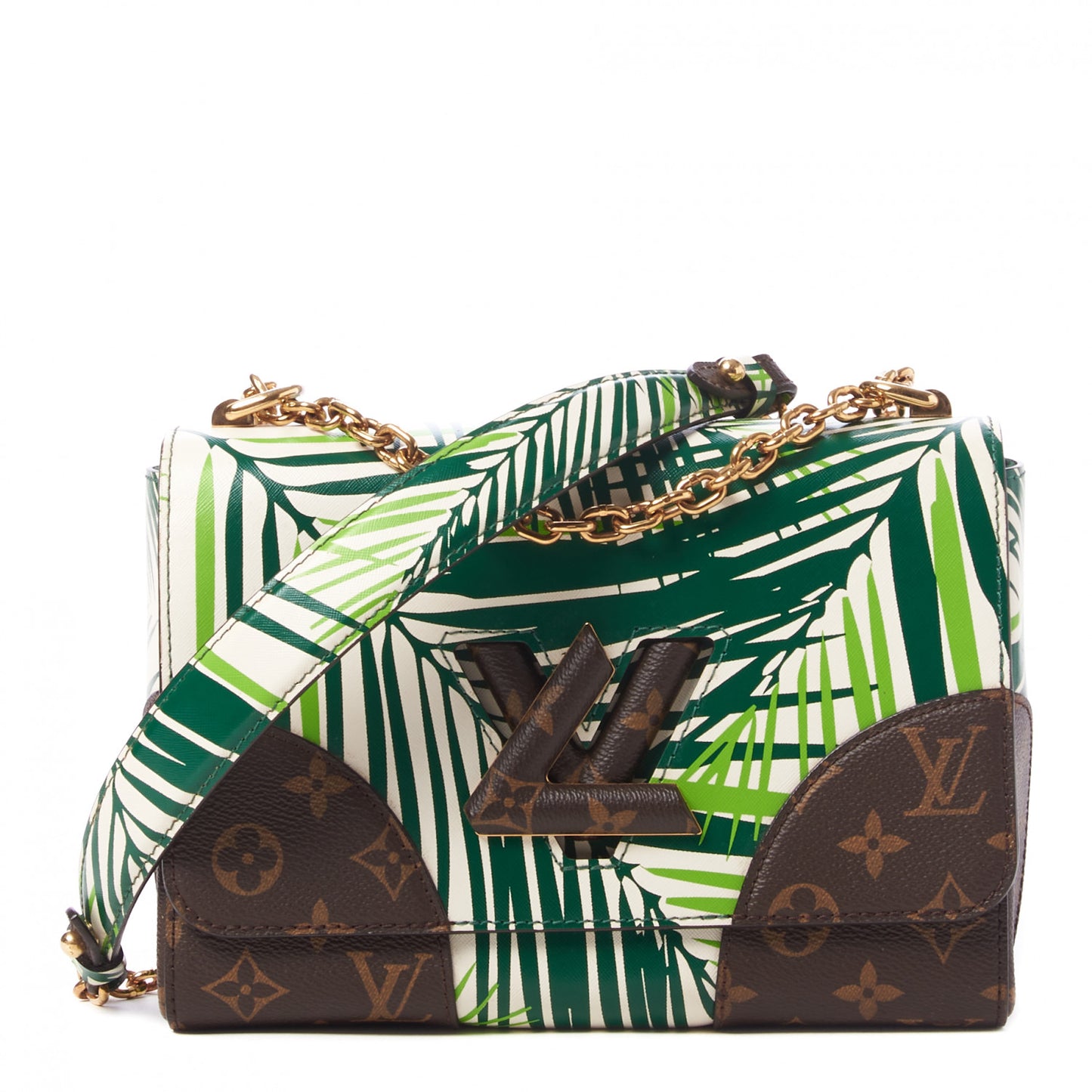 Monogram Palm Twist Shoulder Bag MM Vert White