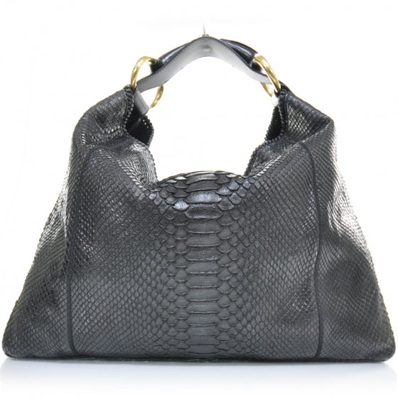 Gucci Python Large Horsebit Chain Hobo Black 1 of 10