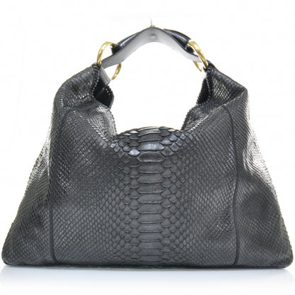 Gucci Python Large Horsebit Chain Hobo Black 1 of 10