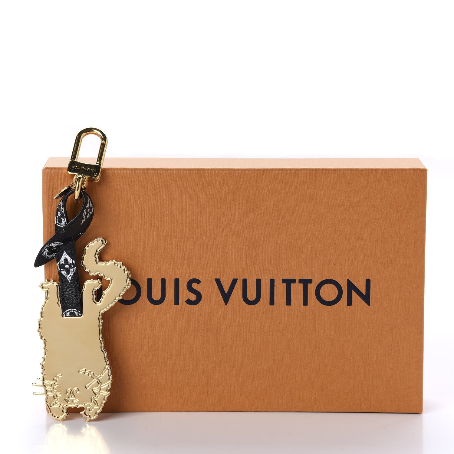 Louis Vuitton Catogram Flying Cat Bag Charm Key Holder Gold Black 4 of 4