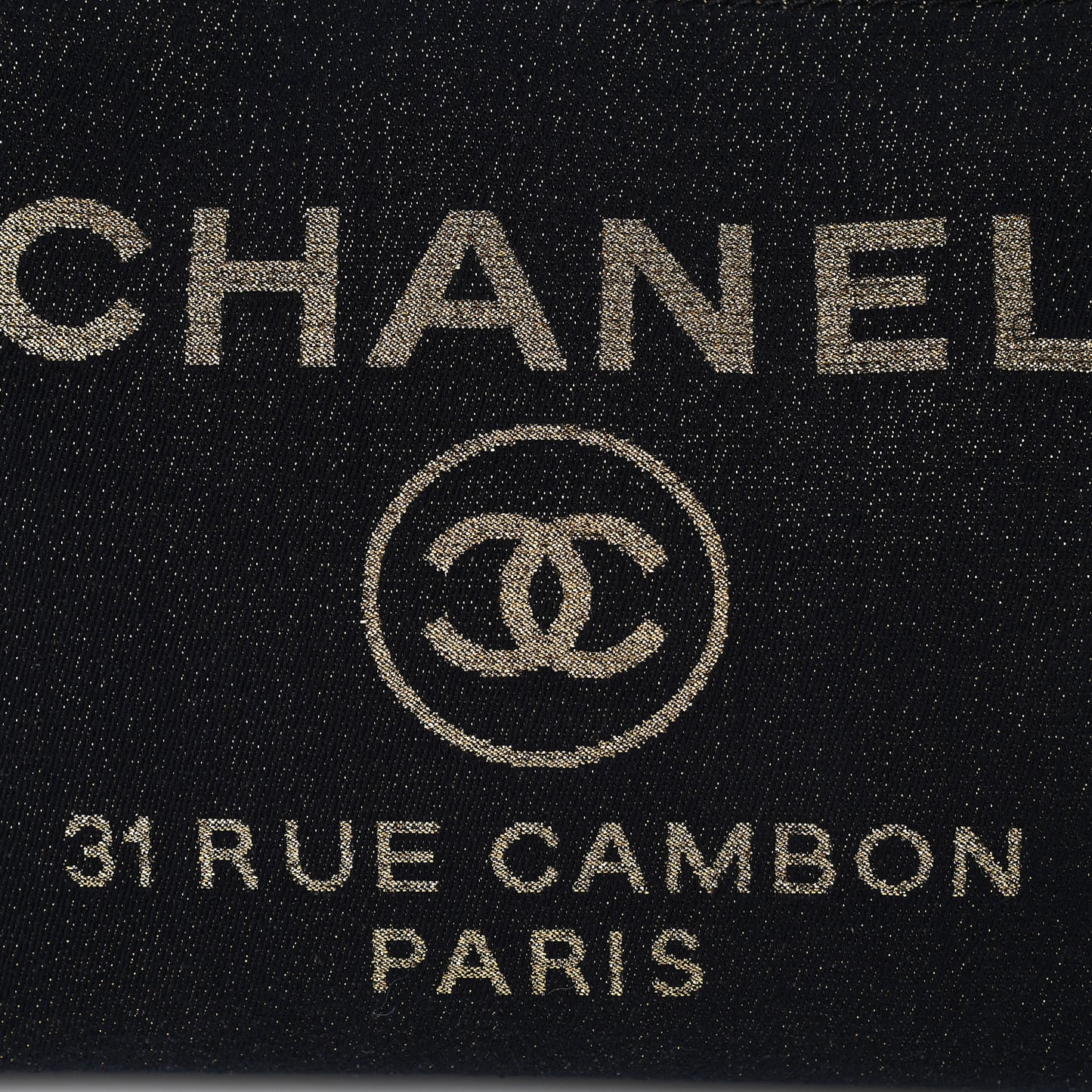 Lurex Canvas Small Deauville Tote Navy Blue Gold