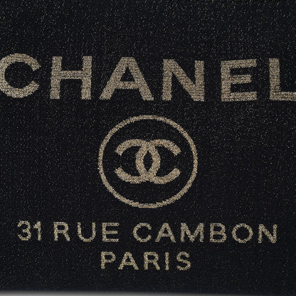 Chanel Lurex Canvas Small Deauville Tote Navy Blue Gold 8 of 10
