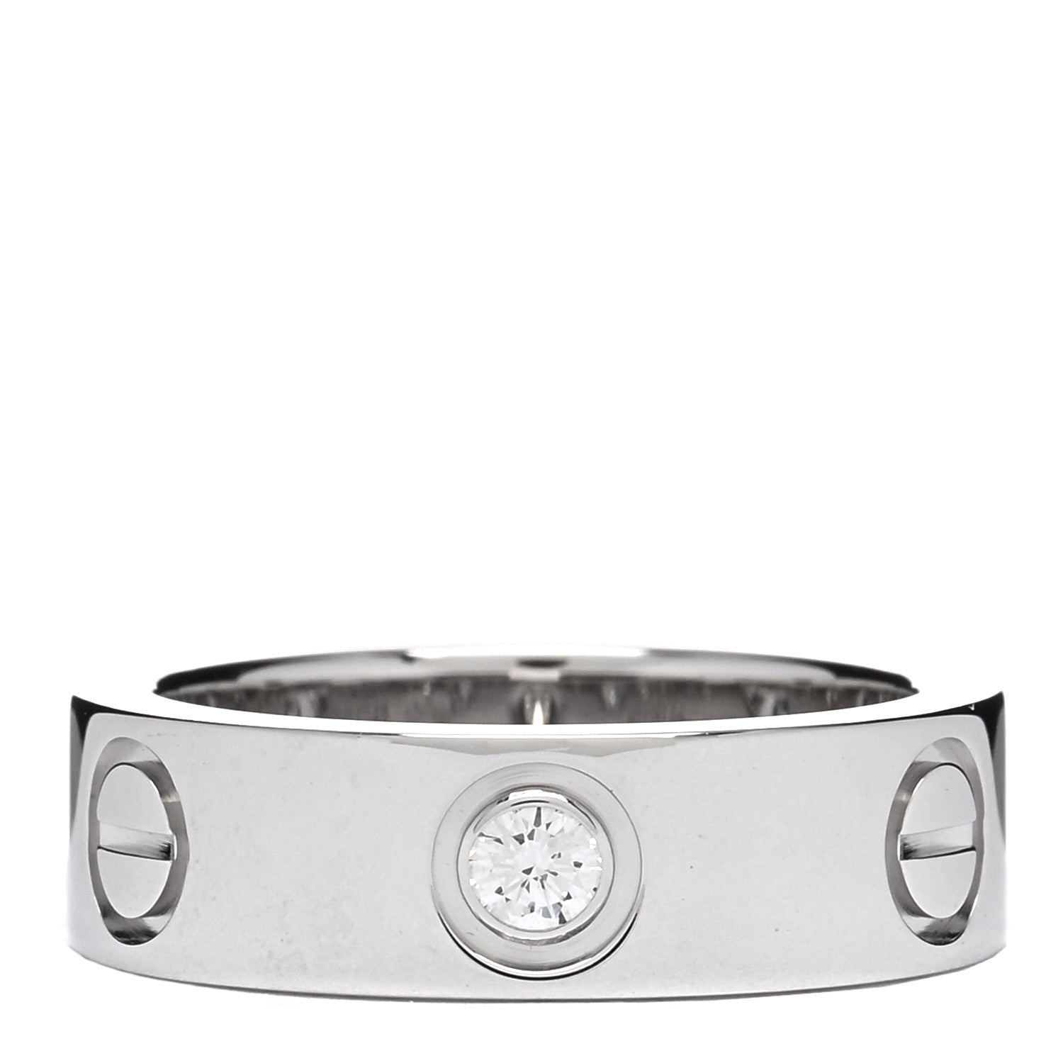 Cartier 18K White Gold 3 Diamond 5.5mm LOVE Ring 48 4.5 3 of 5