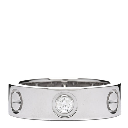 Cartier 18K White Gold 3 Diamond 5.5mm LOVE Ring 48 4.5 3 of 5
