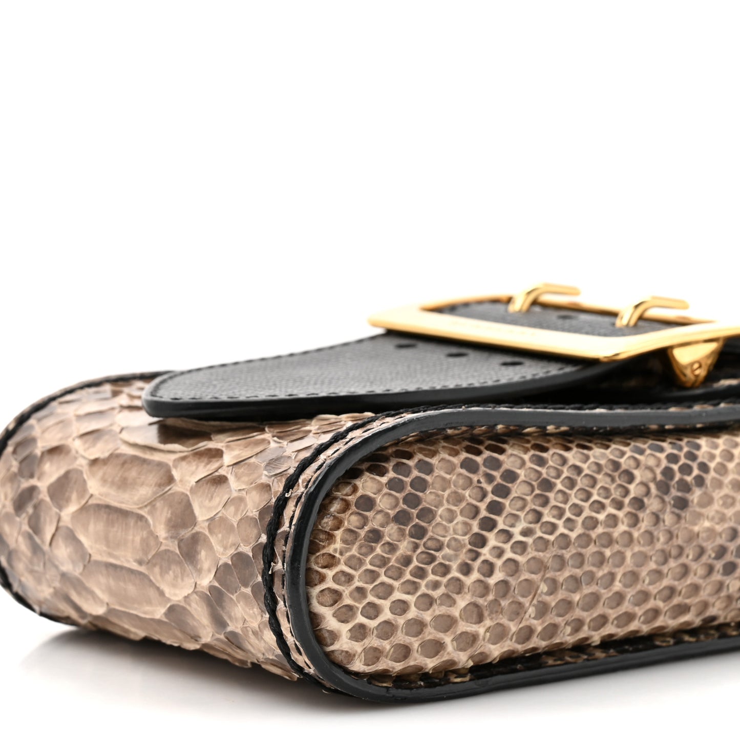 Snakeskin Grainy Calfskin Oblong Belt Bag Black