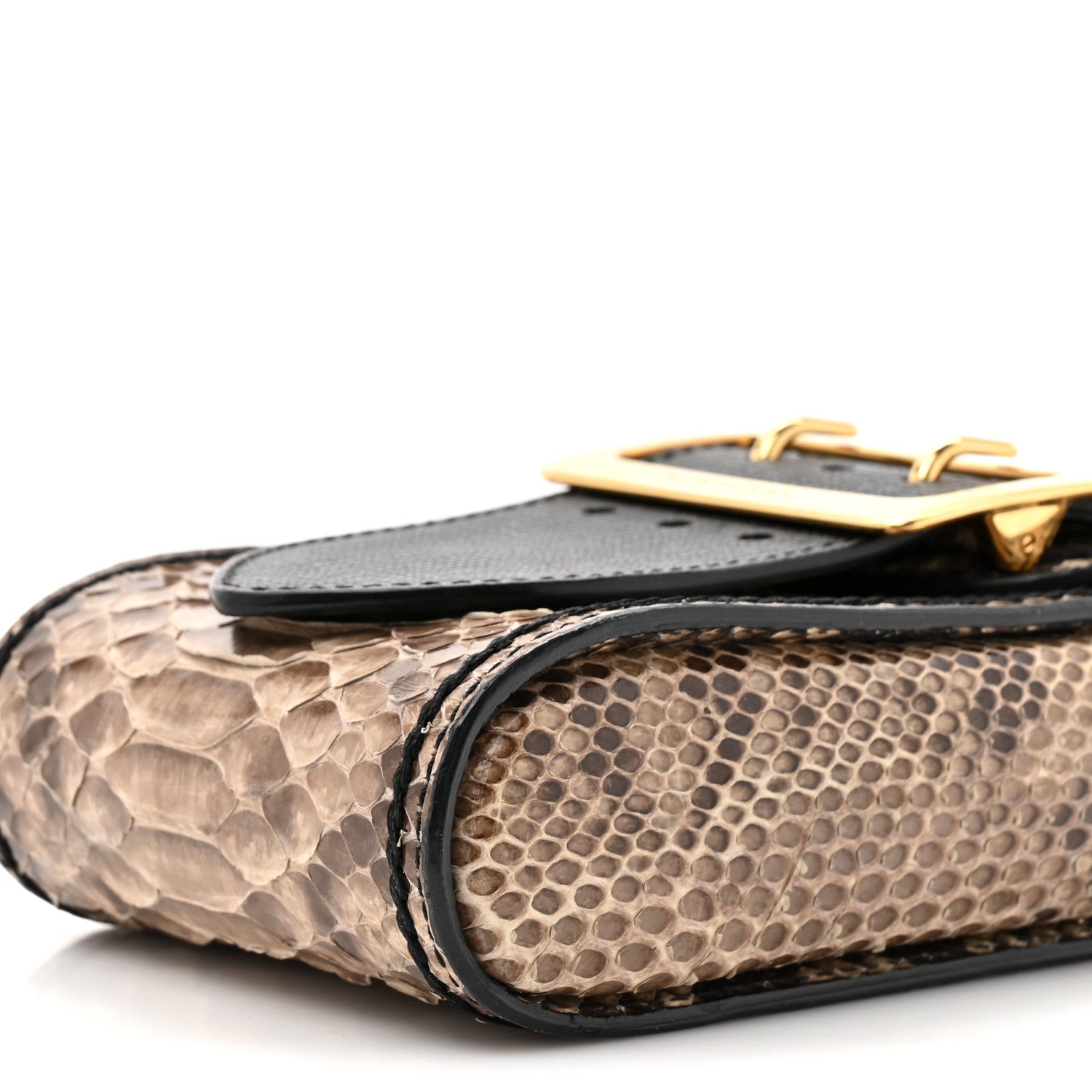 Burberry Snakeskin Grainy Calfskin Oblong Belt Bag Black 9 of 10