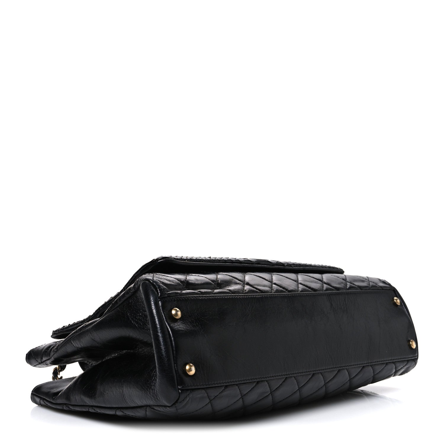 Chanel Snakeskin Glazed Calfskin Quilted Urban Mix Tote Black 4 of 10