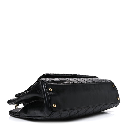 Chanel Snakeskin Glazed Calfskin Quilted Urban Mix Tote Black 4 of 10