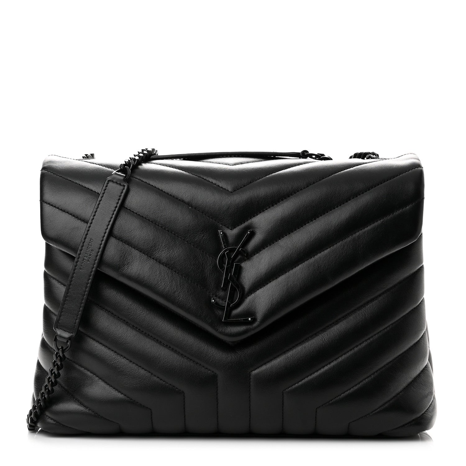 Saint Laurent Calfskin Y Quilted Monogram Monochrome Medium Loulou Chain Satchel Black 1 of 10