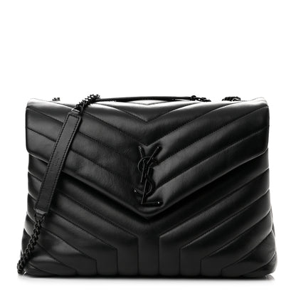Saint Laurent Calfskin Y Quilted Monogram Monochrome Medium Loulou Chain Satchel Black 1 of 10