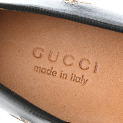Gucci Calfskin Bee Star Embroidered Mens Slip On Loafers 6 Black 7 of 8