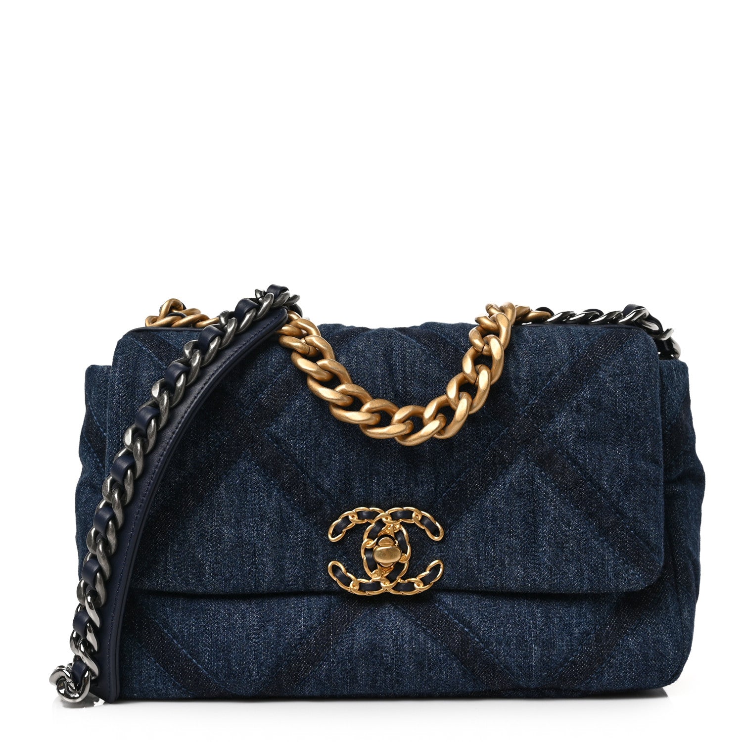 Chanel Denim Quilted Medium Chanel 19 Flap Blue 1 of 9