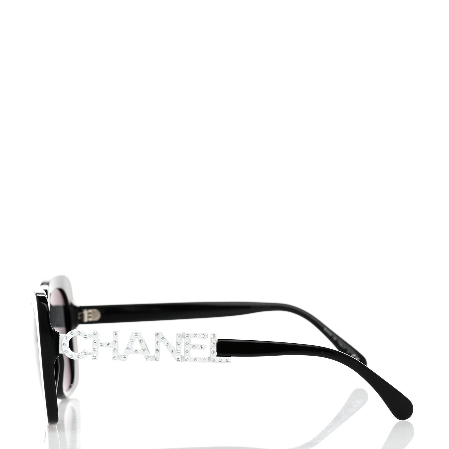 Chanel Acetate Strass Square Sunglasses 5422-B Black White 3 of 7