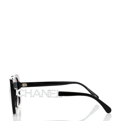 Chanel Acetate Strass Square Sunglasses 5422-B Black White 3 of 7