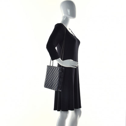 Chanel Lambskin Quilted Square Shopping Tote So Black 2 of 13