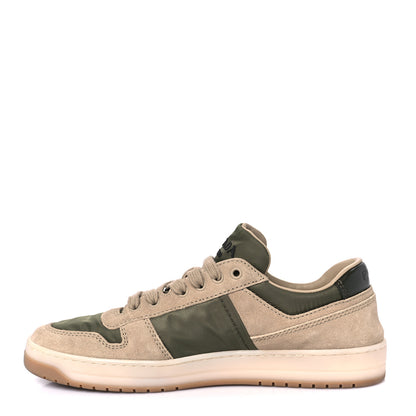 Prada Nylon Suede Metal Triangle Logo Mens Downtown Low Top Sneakers 39 Khaki Beige 1 of 10