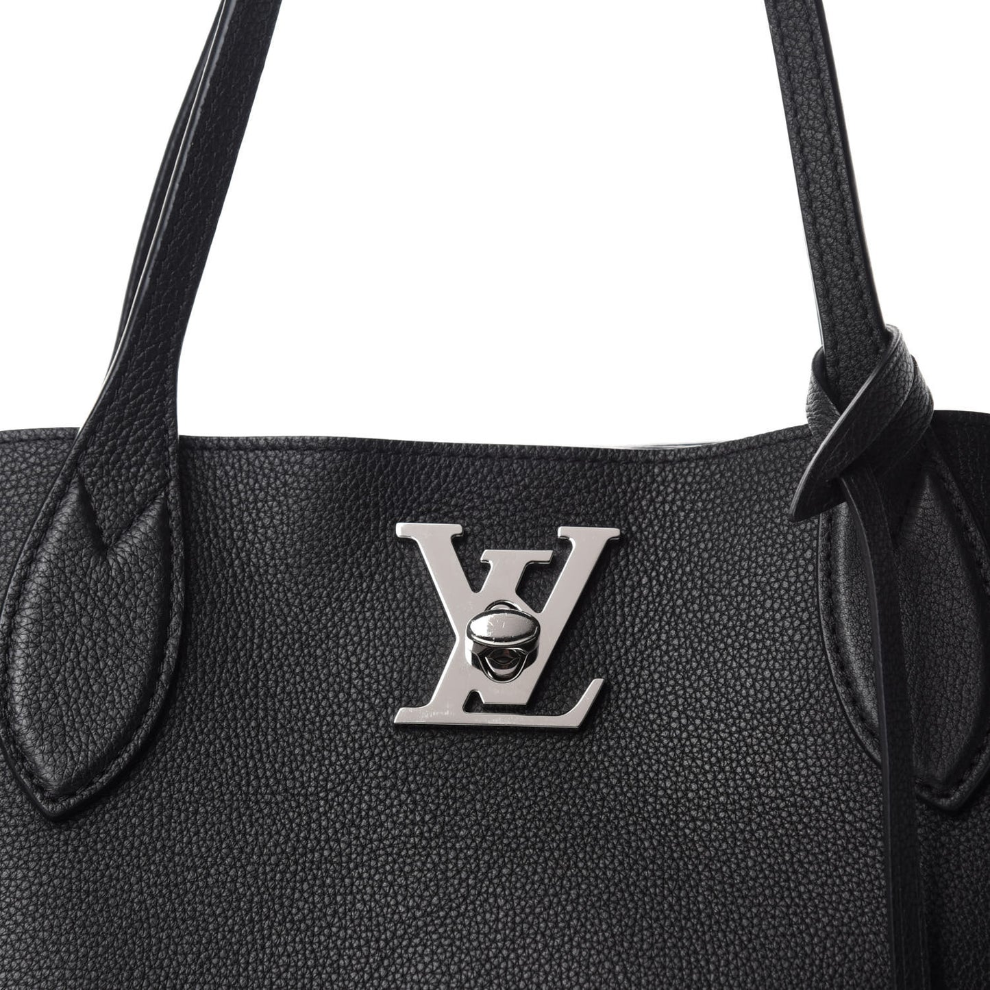 Calfskin Lockme Go Tote Black