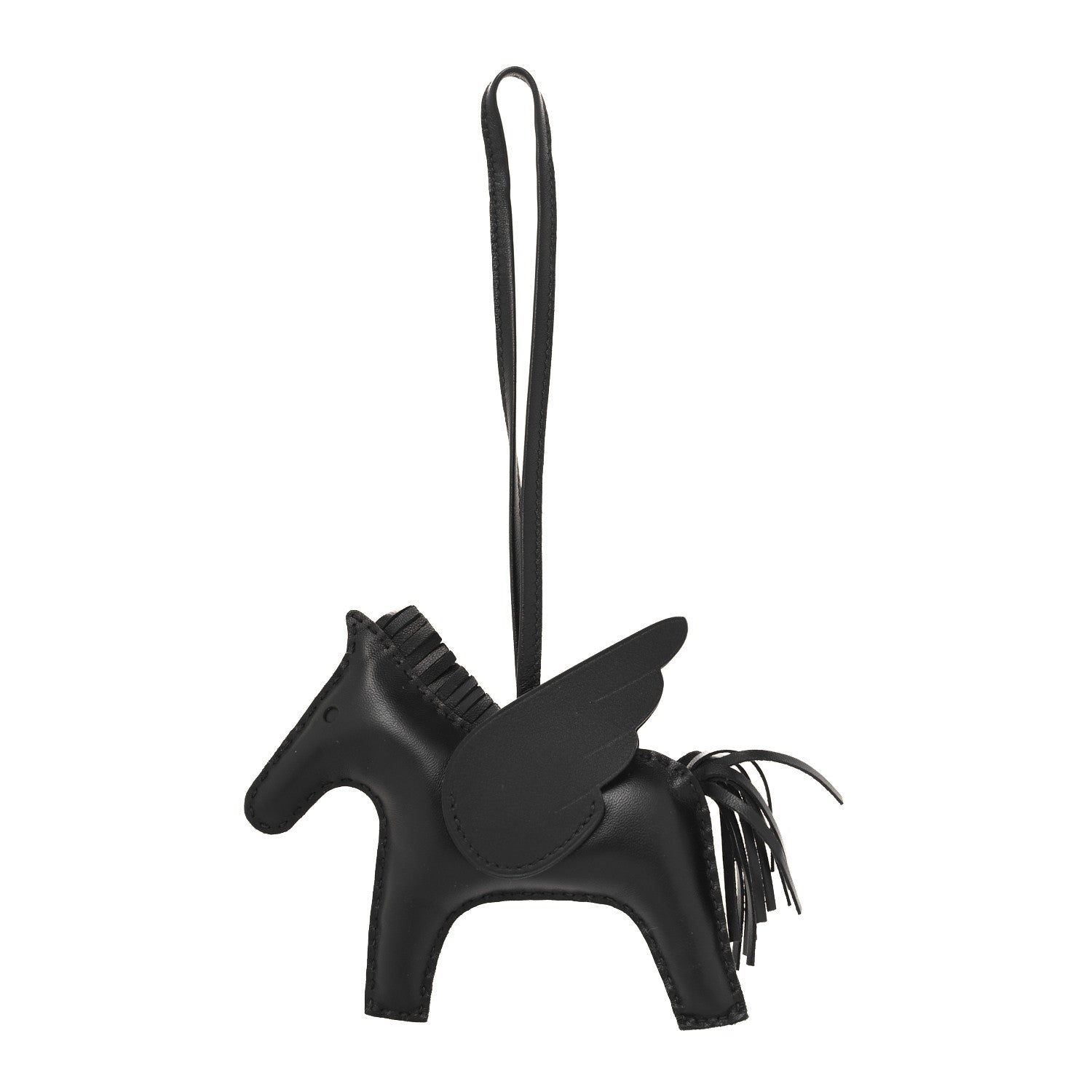 Hermes Milo Lambskin Grigri Rodeo Pegase Horse Bag Charm MM So Black 1 of 4