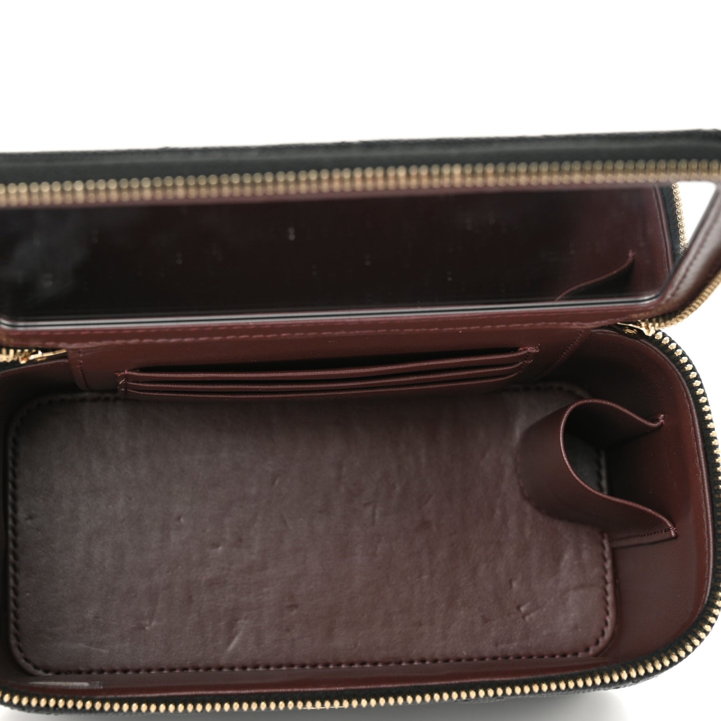 Caviar Quilted Small Vanity Case With Chain Black