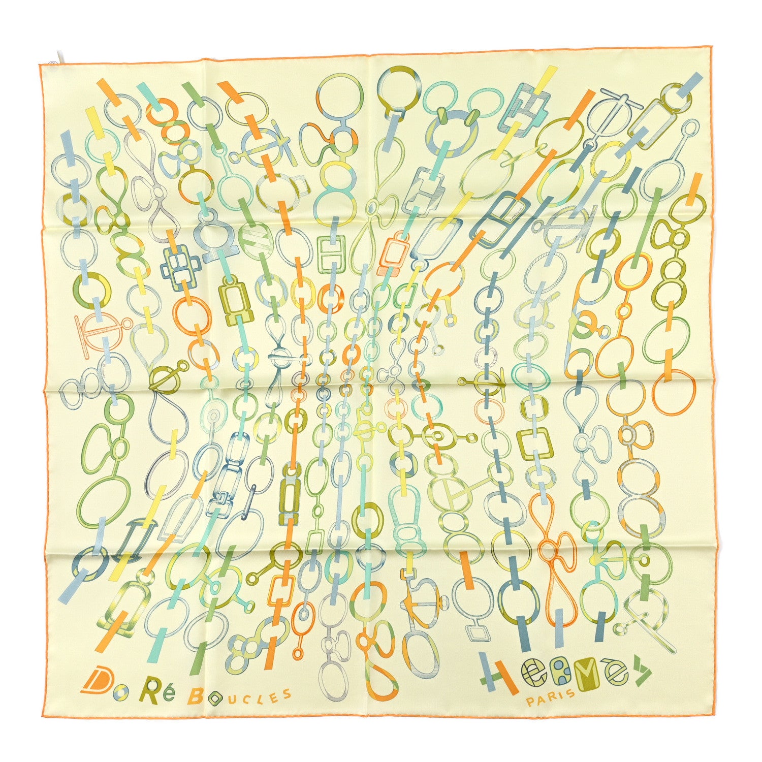 Hermes Silk Do Re Boucles Scarf 90 Jaune Soufre Pale 1 of 3