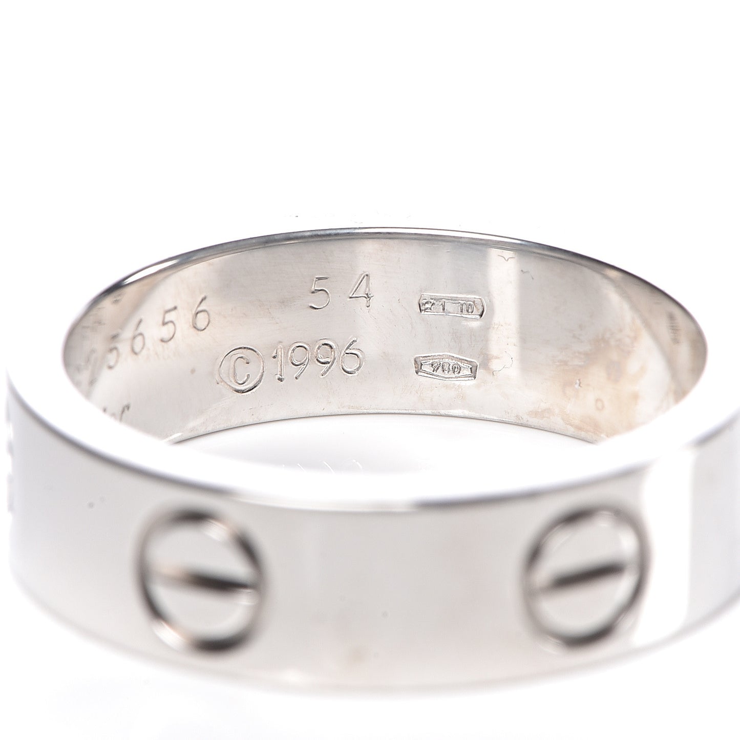 18K White Gold 5.5mm LOVE Ring 54 6.75